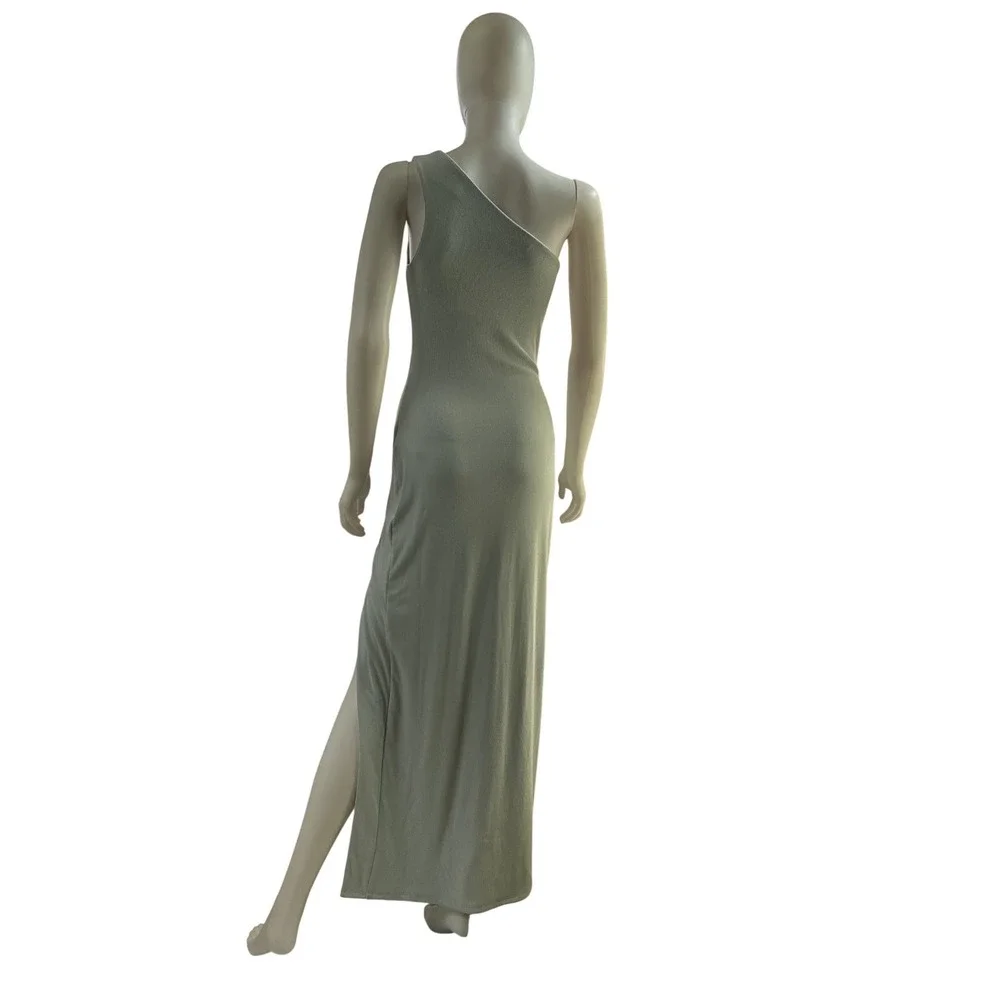 Abercrombie & Fitch One Shoulder‎ Ribbed Maxi Dress Light Blue Tall XST NEW